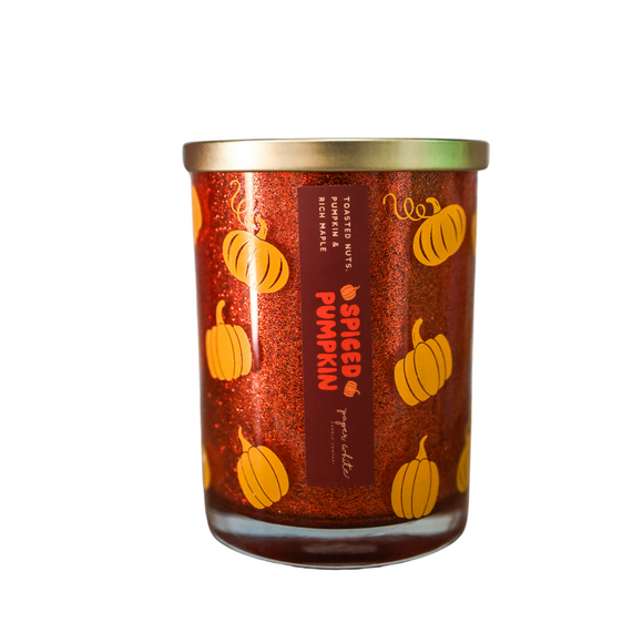 Spiced Pumpkin Medium Candle - glitter pumpkin