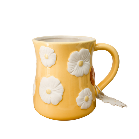 Yellow and White Flower Mug
