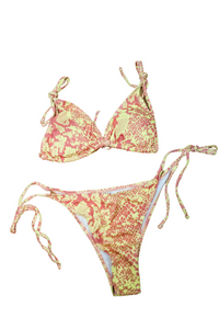 Yellow & Pink Snakeskin Pattern Bikini