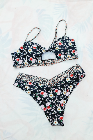 Floral & Leopard High-Cut Bikini