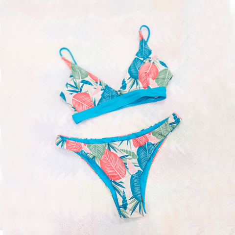 Blue Tropical Leaf Bikini